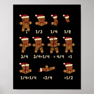 Christmas Math Teacher Fracture Gingerbread Cookie Poster