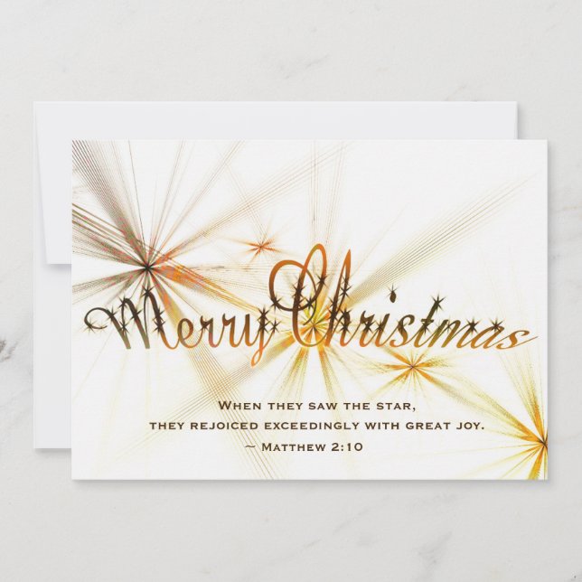 Christmas Matthew 2:10 Modern Star Design Flat Holiday Card (Front)