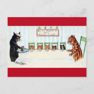Christmas meal, Louis Wain Holiday Postcard