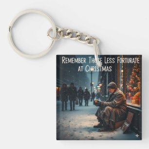 CHRISTMAS MEANING PICTURE REMEMBER THE POOR KEY RING