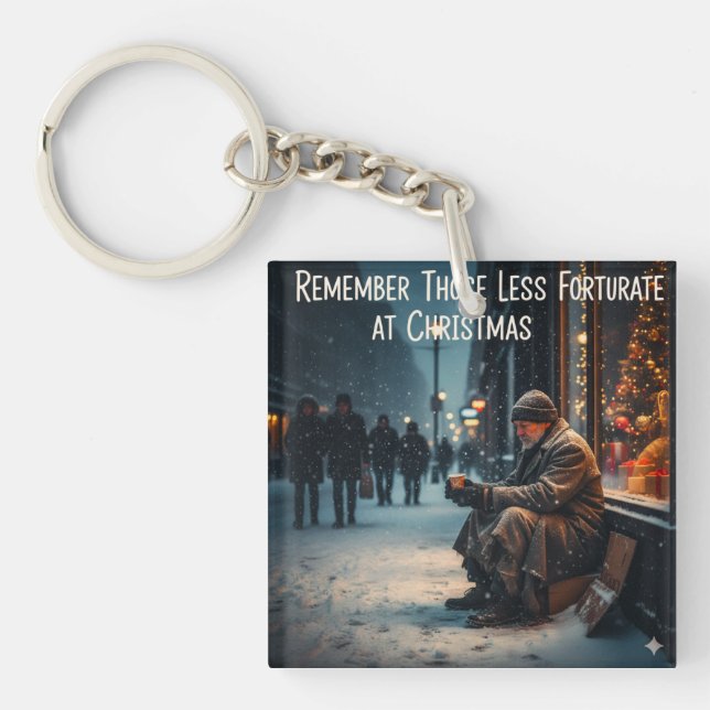 CHRISTMAS MEANING PICTURE REMEMBER THE POOR KEY RING (Front)