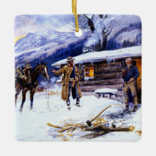 “Christmas Meat” by Charles M Russell Ceramic Ornament