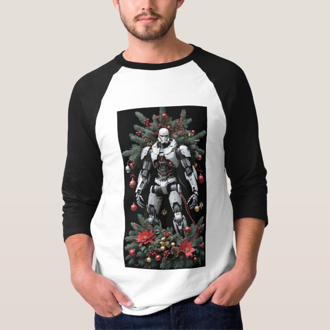 Christmas Mech Robot T-Shirt (Front)