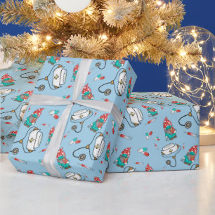Christmas Medical Gnome Pattern Wrapping Paper