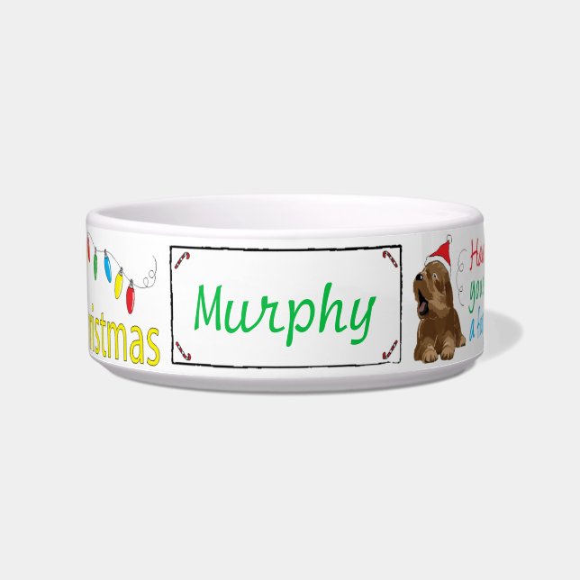Christmas Medium DOG Pet Bowl "Furry Christmas" (Front)