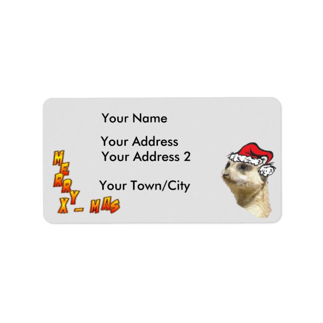 Christmas Meerkat Customisable Address Labels (Front)