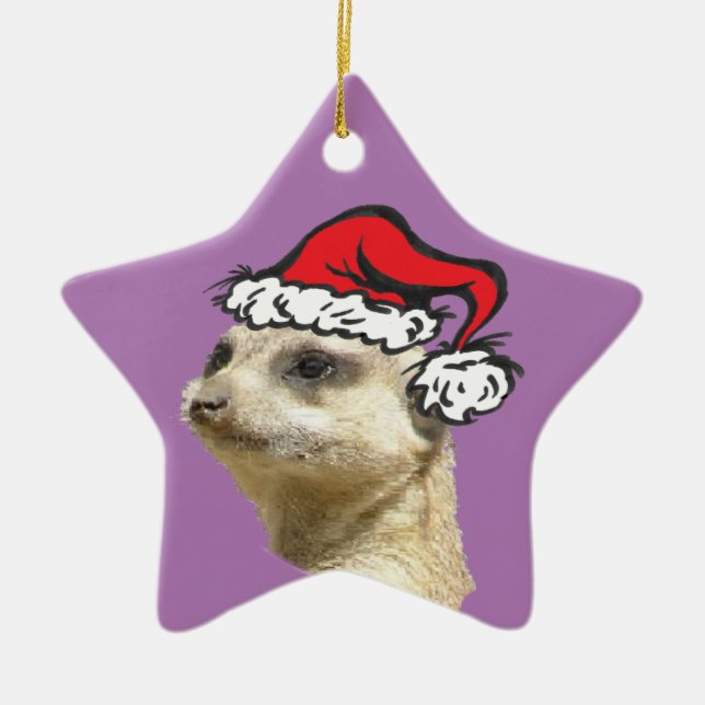 Christmas Meerkat Customisable Star Ornament (Front)