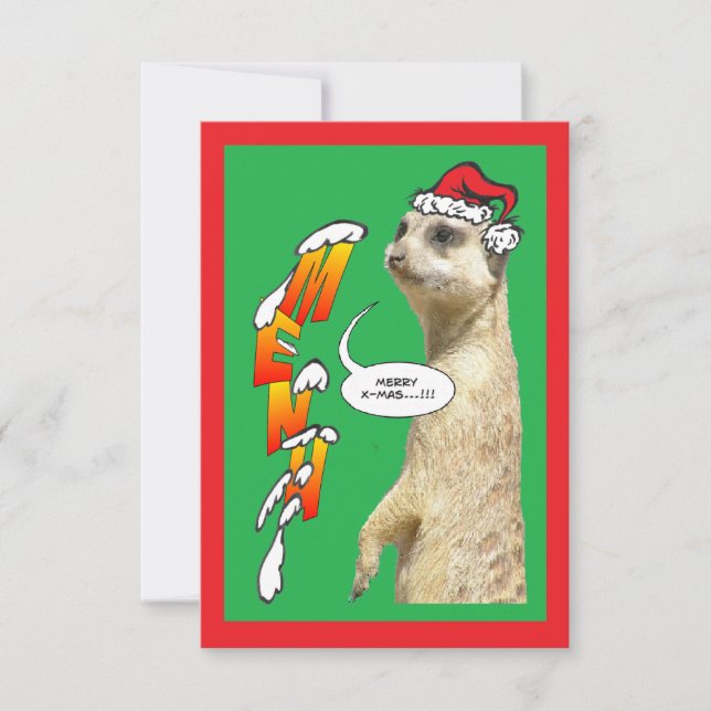 Christmas Meerkat Menu Green Invitation (Front)