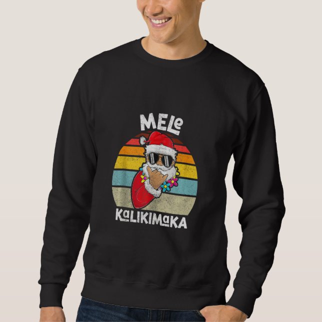 Christmas Mele Kalikimaka Boy Apparel Shaka Santa  Sweatshirt (Front)