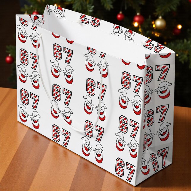 Christmas Meme Six Seven 67 6 7 Santa  Large Gift Bag (Creator Uploaded)
