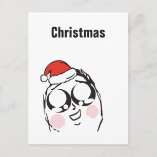 Christmas Memes Anime Le Me Custom text EDITABLE Holiday Postcard