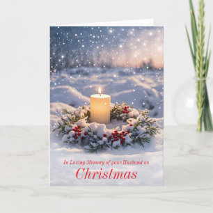 Christmas Memorial Candle and Wreath  Card