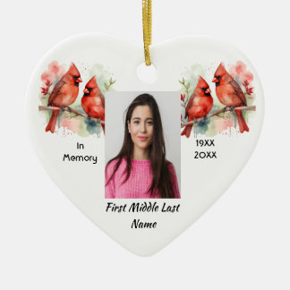 Christmas Memorial Keepsake Cardinal Bird Ceramic Ornament