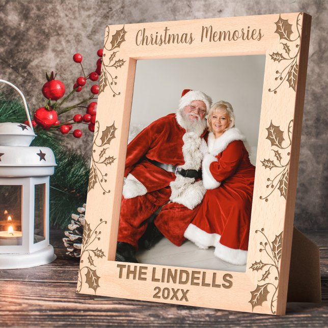 Christmas Memories Holly Leaves Custom Name Etched Frames (Creator Uploaded)