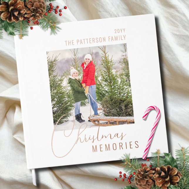 Christmas Memories Real Foil Family Photo Guest Book (Creator Uploaded)