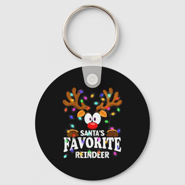 Christmas Men Women Santa's Favourite Reindeer  Key Ring (Front)