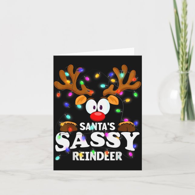 Christmas Men Women Santa's Sy Reindeer  Card (Front)