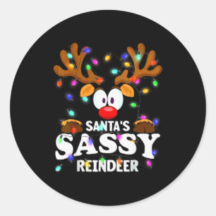 Christmas Men Women Santa's Sy Reindeer  Classic Round Sticker