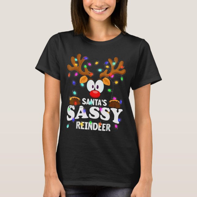 Christmas Men Women Santa's Sy Reindeer  T-Shirt (Front)