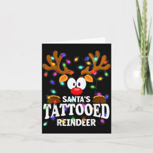 Christmas Men Women Santa's Tattooed Reindeer  Card
