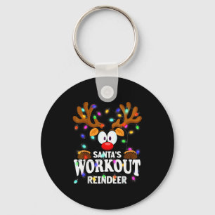 Christmas Men Women Santa's Workout Reindeer  Key Ring