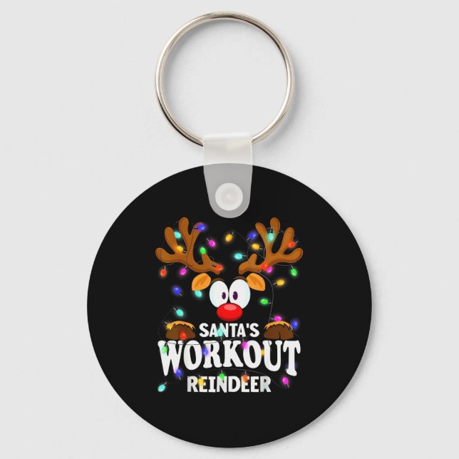 Christmas Men Women Santa's Workout Reindeer  Key Ring (Front)