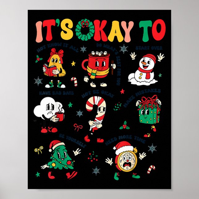 Christmas Mental Health Awareness Men Women It's O Poster (Front)