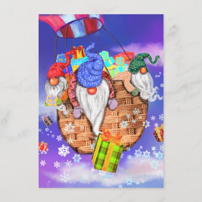 Christmas Menu Gnomes eith Balloon Gives Gifts  (Back)