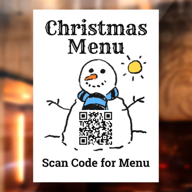 Christmas Menu Snowman with QR Code (Creator Uploaded)