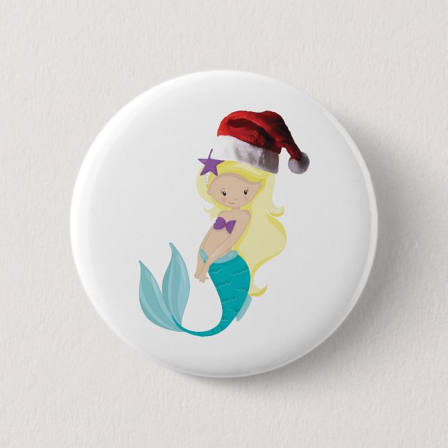 Christmas Mermaid 6 Cm Round Badge (Front)