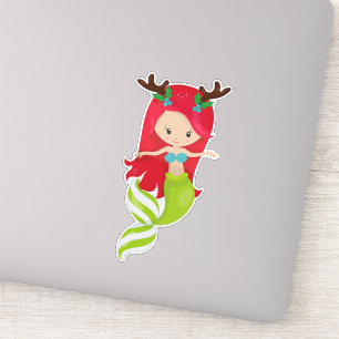 Christmas Mermaid, Antlers, Mistletoe, Xmas