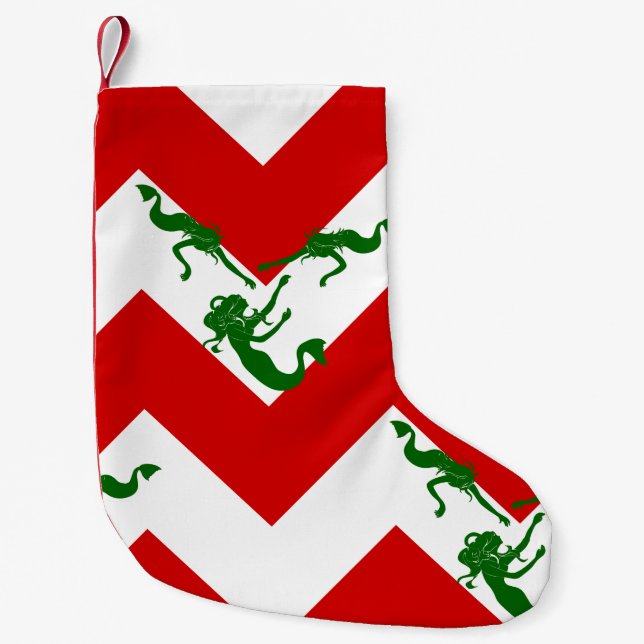 christmas mermaid chevron small christmas stocking (Front)