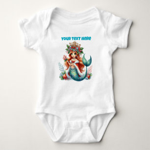 Christmas Mermaid – Editable Holiday Design Baby Bodysuit