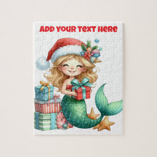 Christmas Mermaid Kids Puzzle – Personalized Gift