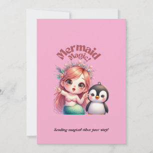 Christmas Mermaid Magic Card with Penguin Fun
