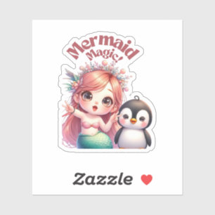 Christmas Mermaid Magic Card with Penguin Fun