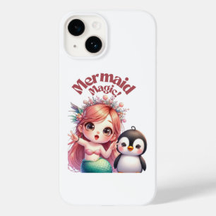 Christmas Mermaid Magic Card with Penguin Fun Case-Mate iPhone 14 Case