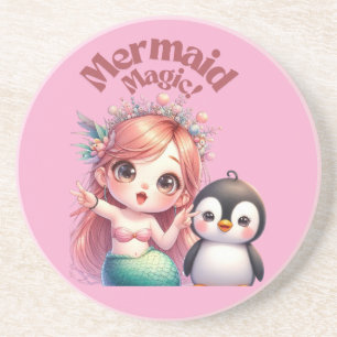 Christmas Mermaid Magic Card with Penguin Fun Coaster