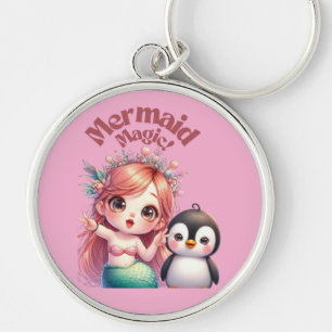 Christmas Mermaid Magic Card with Penguin Fun Key Ring