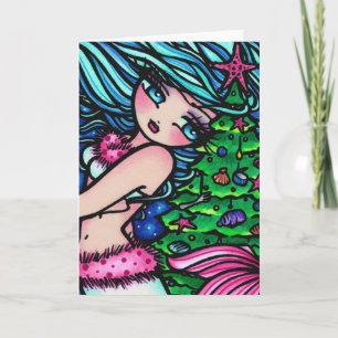 Christmas Mermaid Merry Mindy Fantasy Art Card