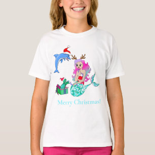 Christmas Mermaid Opening Up Gifts T-Shirt