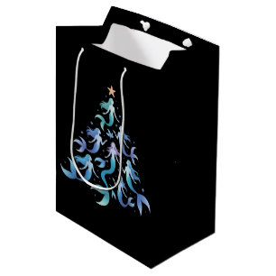 Christmas Mermaid Tree Girls Summer Holiday Xmas Medium Gift Bag