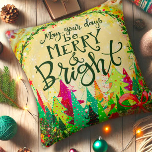 Christmas Merry and Bright Fun Holiday Inspirivity Cushion