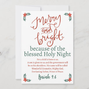 Christmas Merry and Bright Holy Night Holiday Card