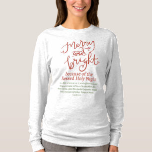 Christmas Merry and Bright Holy Red Green Ash Grey T-Shirt