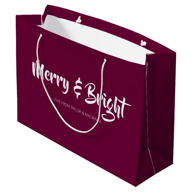 Christmas Merry and Bright Personalised Large Gift Bag (Back Angled)