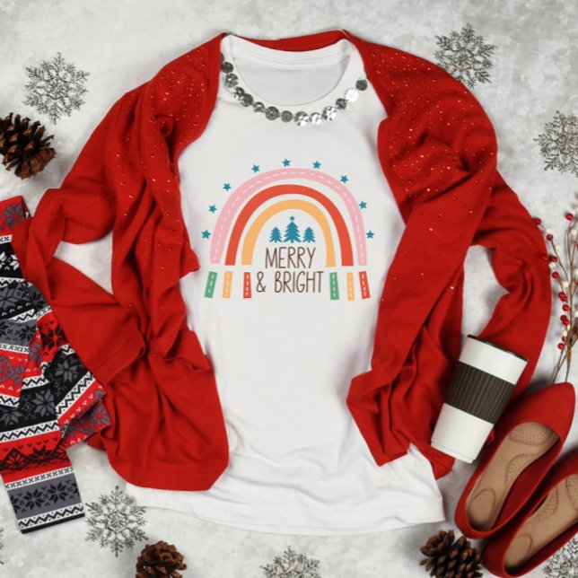Christmas Merry and Bright Rainbow T-Shirt (Creator Uploaded)