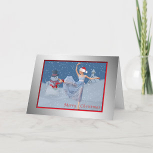 Christmas, Merry, Ballerina in Snow, Card