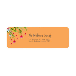 Christmas Merry Berry Green And Red Typographic Return Address Label