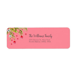Christmas Merry Berry Green And Red Typographic Return Address Label